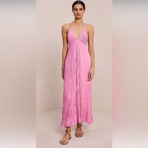 A.L.C. Angelina Satin Pleated Dress in Chateau Rose
